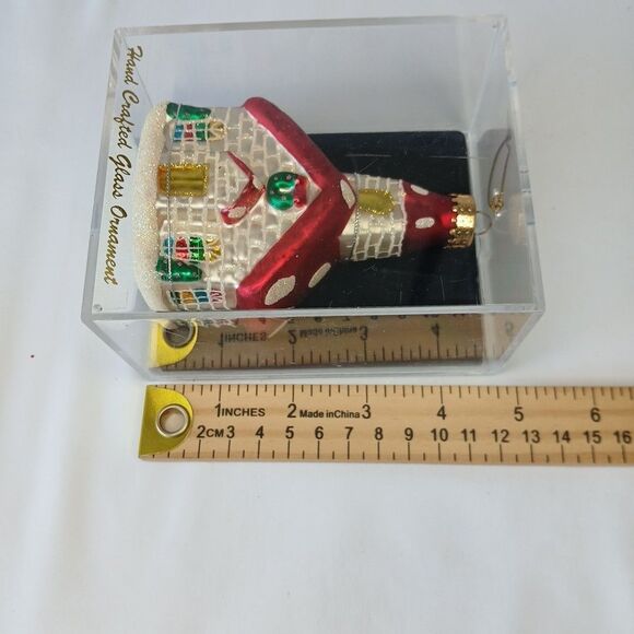 Unique Treasures Cottage House Polka Dot Home Christmas Blown Glass Ornament 4" - Picture 6 of 7